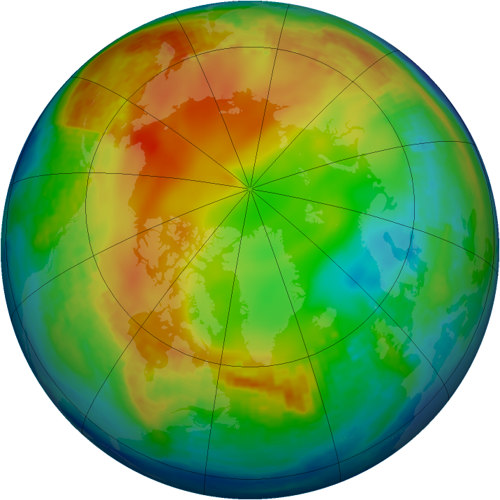 Arctic ozone map for 13 January 2002